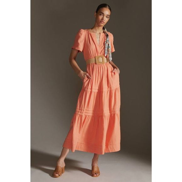 Anthropologie | Dresses | Anthropologie The Somerset Maxi Dress Linen  Edition | Poshmark